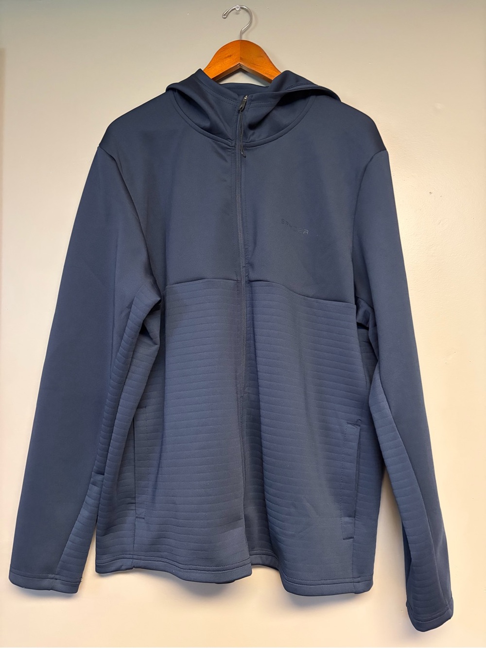Spyder Navy Zip-Up Hooded Jacket. New